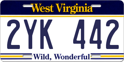 WV license plate 2YK442