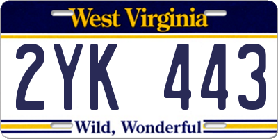 WV license plate 2YK443