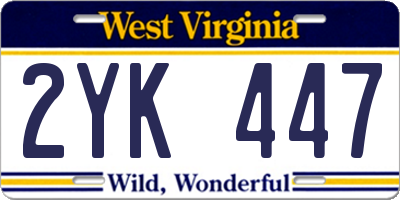 WV license plate 2YK447