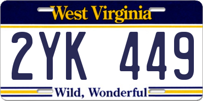 WV license plate 2YK449