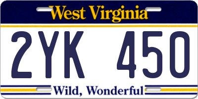 WV license plate 2YK450
