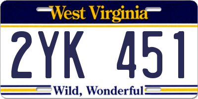 WV license plate 2YK451