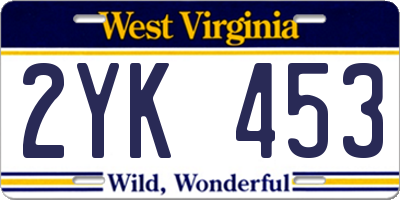 WV license plate 2YK453