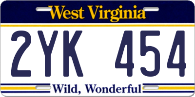 WV license plate 2YK454