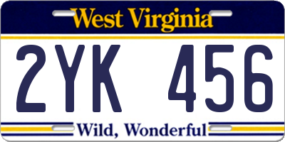 WV license plate 2YK456