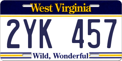 WV license plate 2YK457