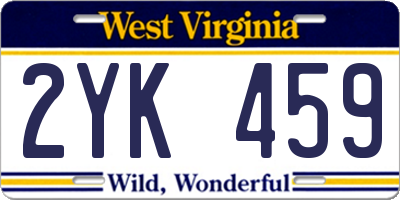WV license plate 2YK459