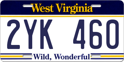 WV license plate 2YK460