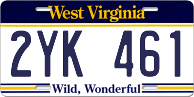 WV license plate 2YK461