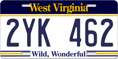 WV license plate 2YK462