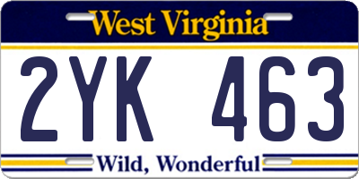 WV license plate 2YK463