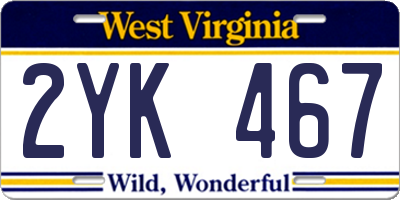 WV license plate 2YK467