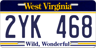WV license plate 2YK468