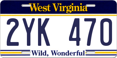 WV license plate 2YK470