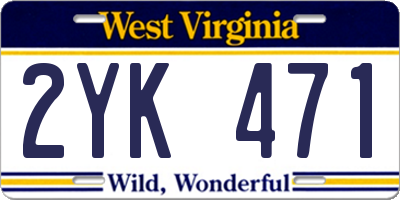 WV license plate 2YK471