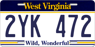 WV license plate 2YK472