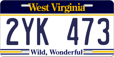 WV license plate 2YK473