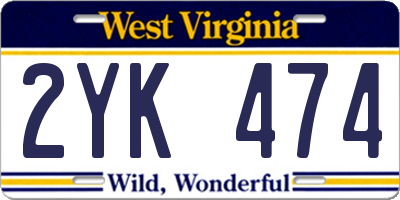 WV license plate 2YK474