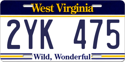 WV license plate 2YK475