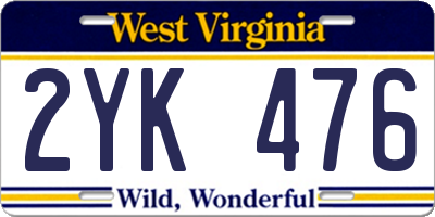 WV license plate 2YK476