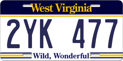 WV license plate 2YK477