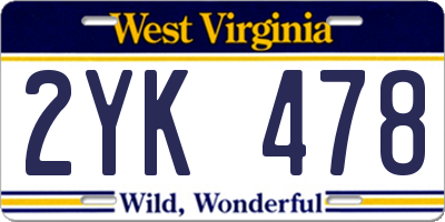 WV license plate 2YK478