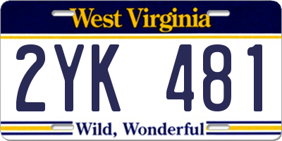 WV license plate 2YK481