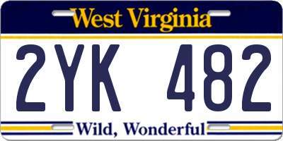 WV license plate 2YK482