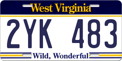 WV license plate 2YK483