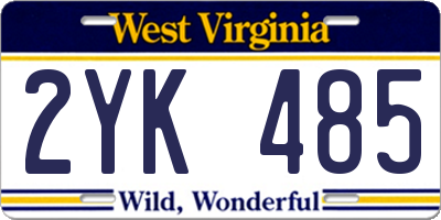 WV license plate 2YK485