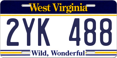 WV license plate 2YK488