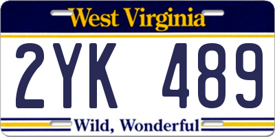 WV license plate 2YK489