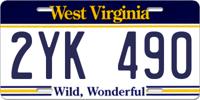 WV license plate 2YK490