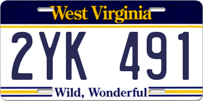 WV license plate 2YK491