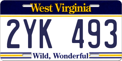 WV license plate 2YK493