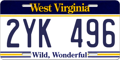 WV license plate 2YK496