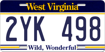 WV license plate 2YK498