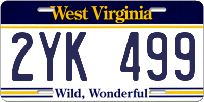 WV license plate 2YK499