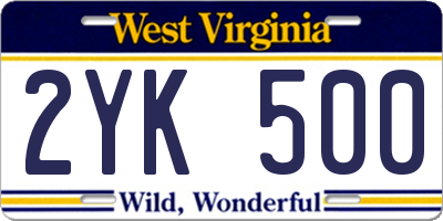 WV license plate 2YK500