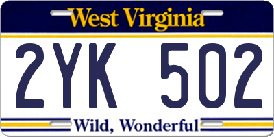 WV license plate 2YK502
