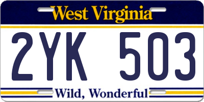 WV license plate 2YK503