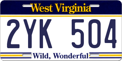 WV license plate 2YK504