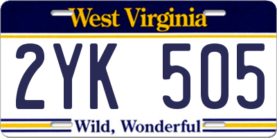 WV license plate 2YK505