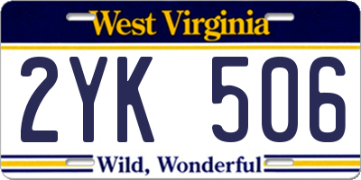 WV license plate 2YK506