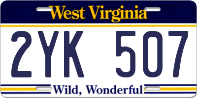 WV license plate 2YK507