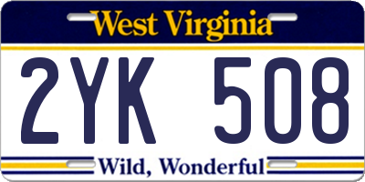 WV license plate 2YK508