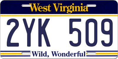 WV license plate 2YK509