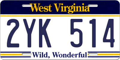 WV license plate 2YK514