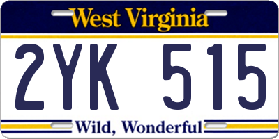 WV license plate 2YK515