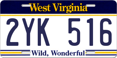 WV license plate 2YK516